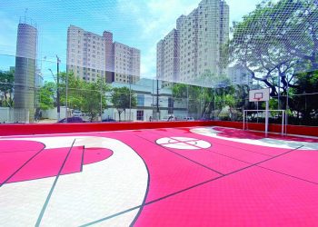 Na Copa, Subprefeitura Mooca desenha a bandeira da Inglaterra no Belém